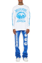 All Seeing Eyes White/Royal Long Sleeve T-Shirt/Baggy Pant Set