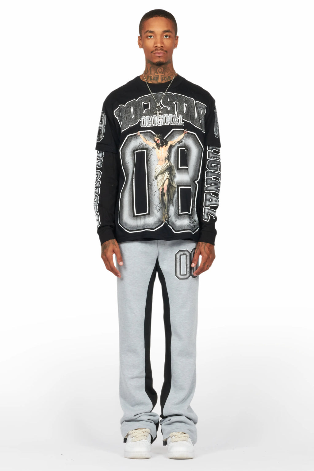 Fields Black/Grey Double Layer T-Shirt/Baggy Pant Set