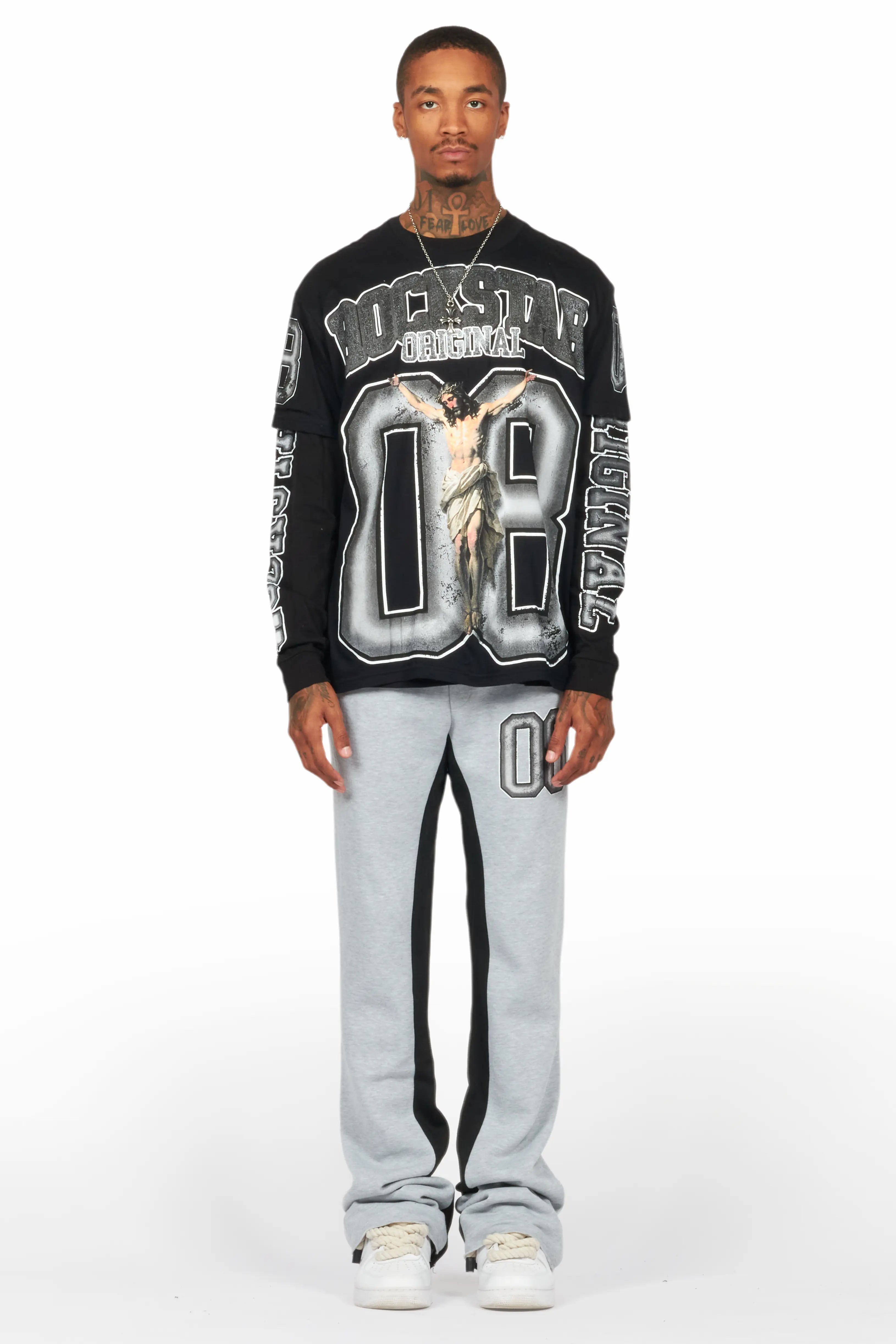 Fields Black/Grey Double Layer T-Shirt/Baggy Pant Set