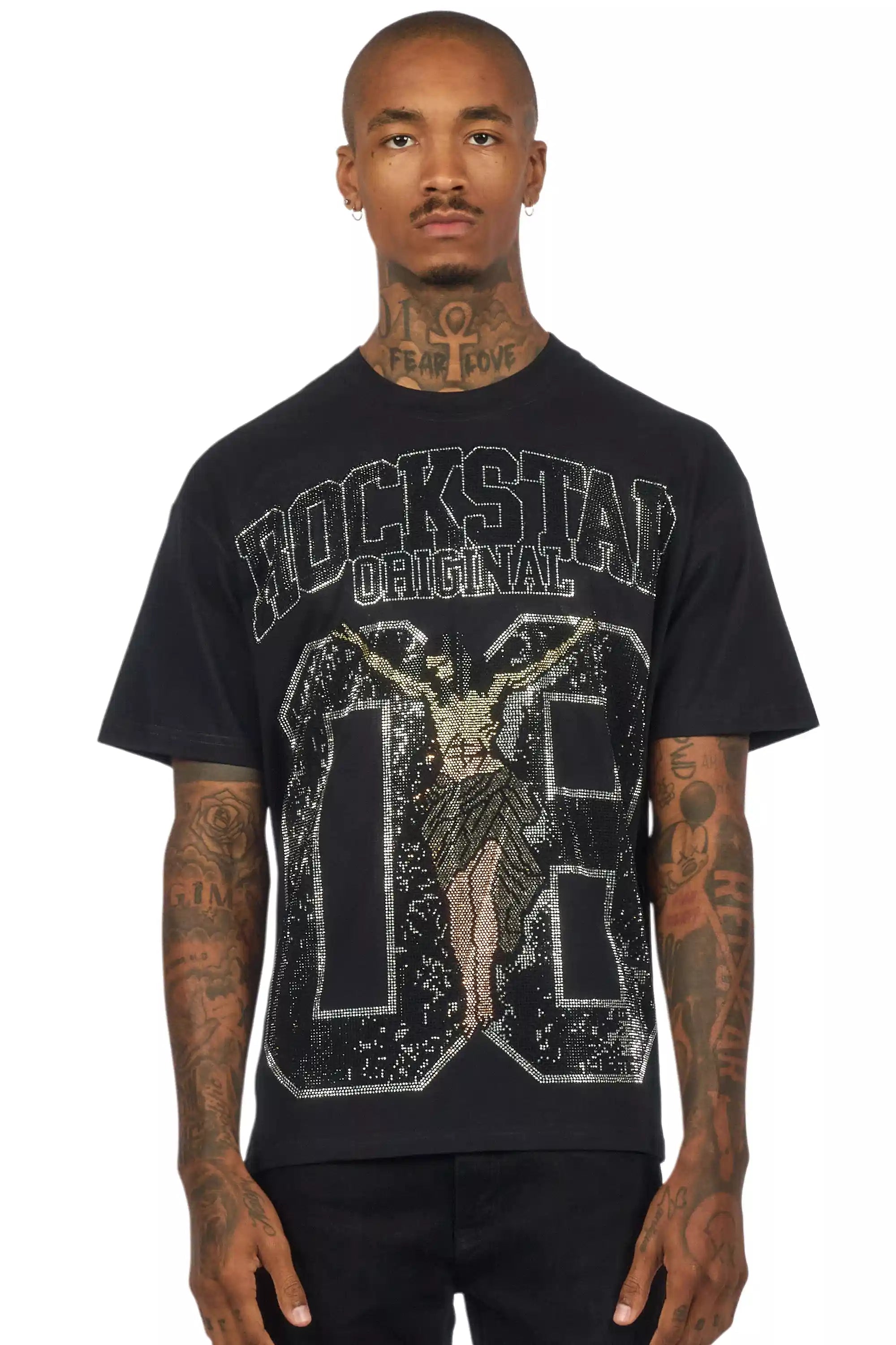 Field 2.0 Black/Grey Graphic Rhinestone T-Shirt