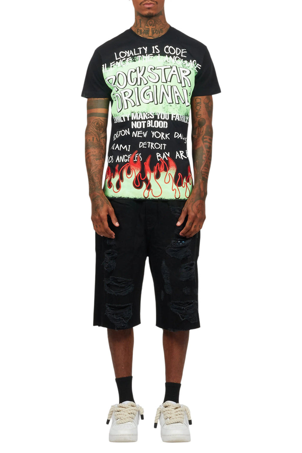 Beno Black T-Shirt/Denim Short Set