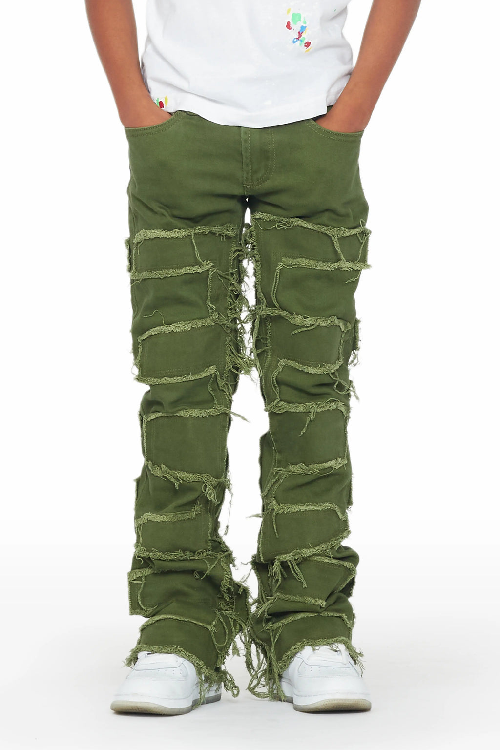 Boys Shake Green Stacked Flare Jean