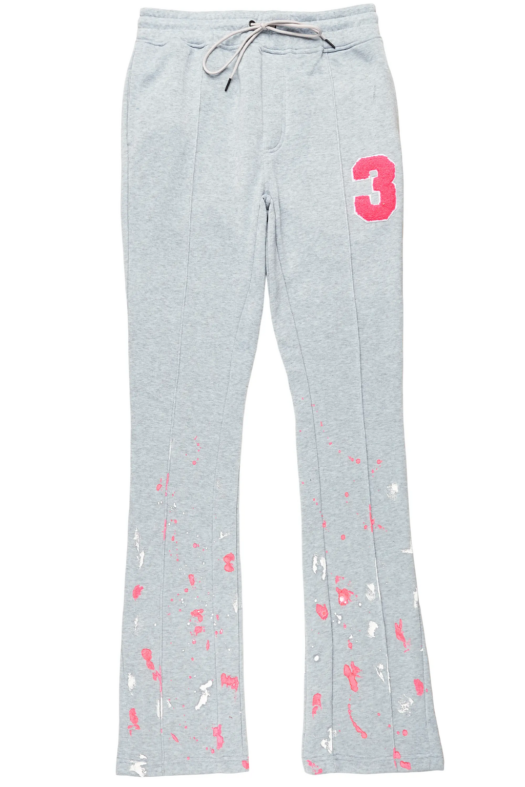 Luis Heather Grey Patchwork Stacked Flare Pants