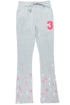 Luis Heather Grey Patchwork Stacked Flare Pants