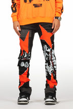 Vadim Black Patchwork Stacked Flare Jean