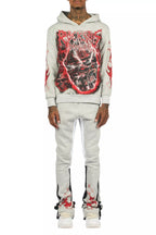 Torrez Heather Grey/Red Hoodie/Stacked Track Set