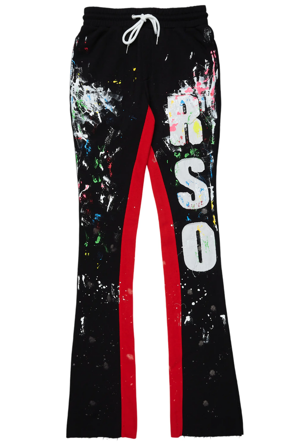 Washi Black Patchwork Stacked Flare Track Pant
