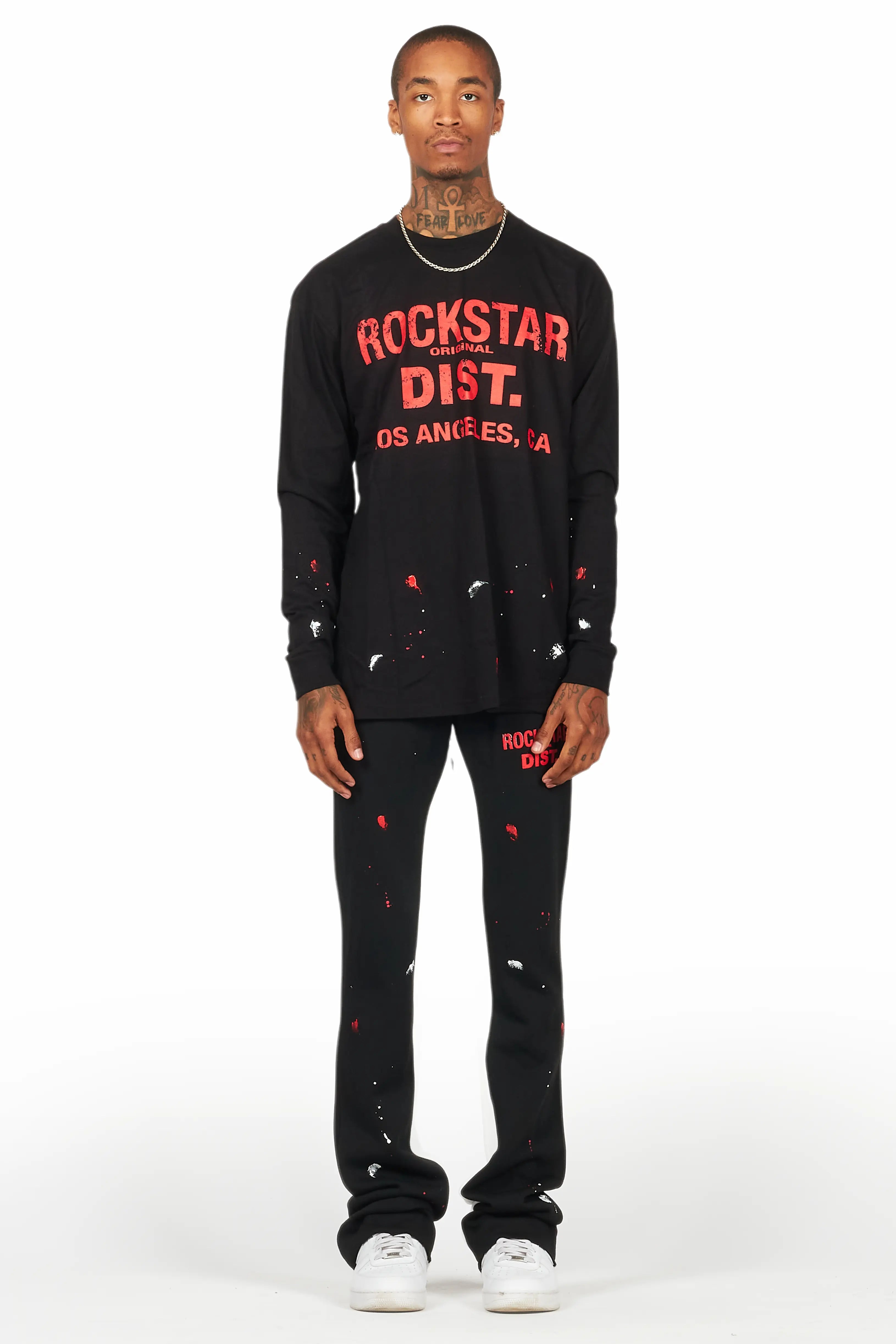Scottie Black/Red Long Sleeve T-Shirt/Baggy Pant Set