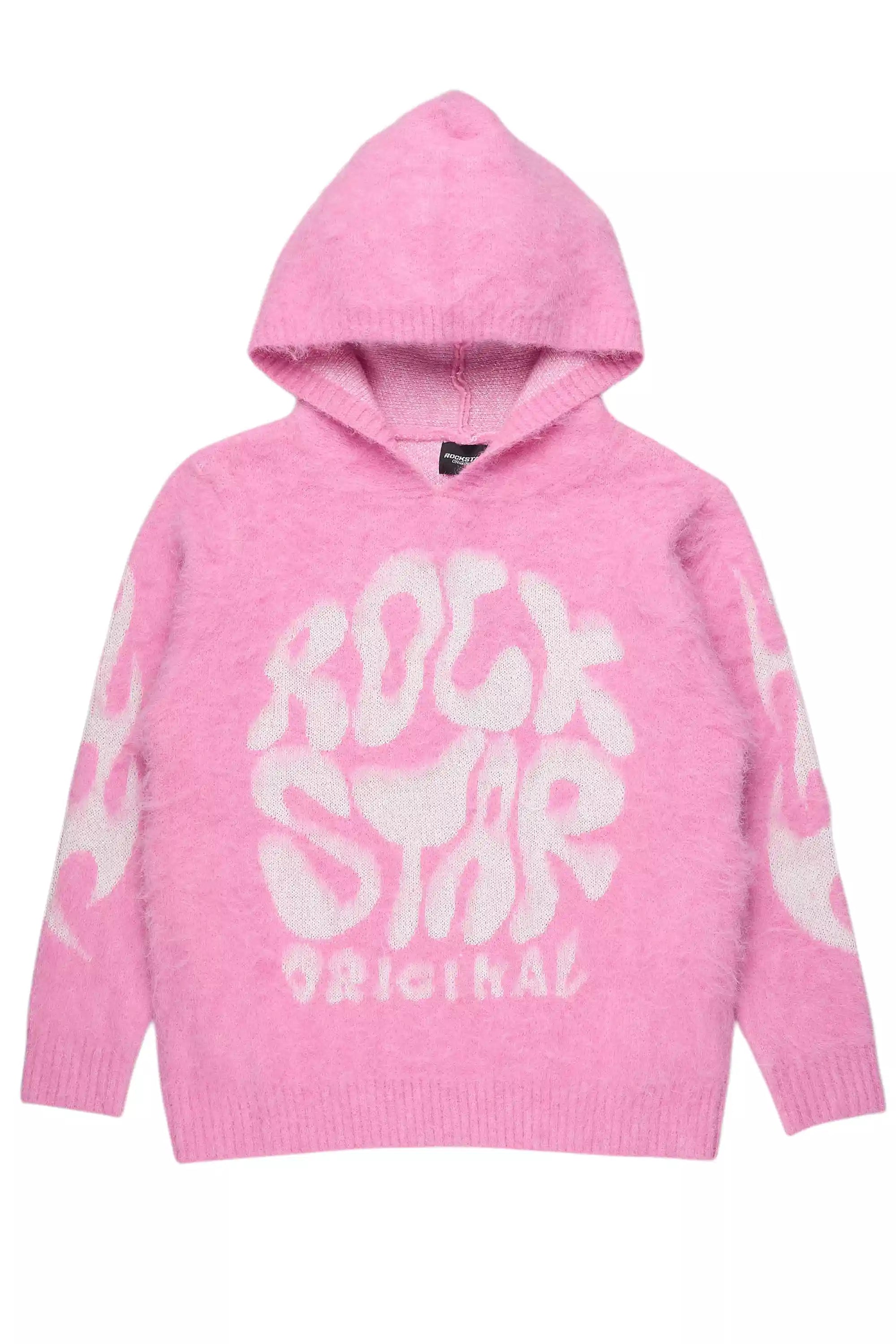 Akeya Pink Graphic Knit Hoodie