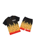 Boys Roeland Black Flame Short Set