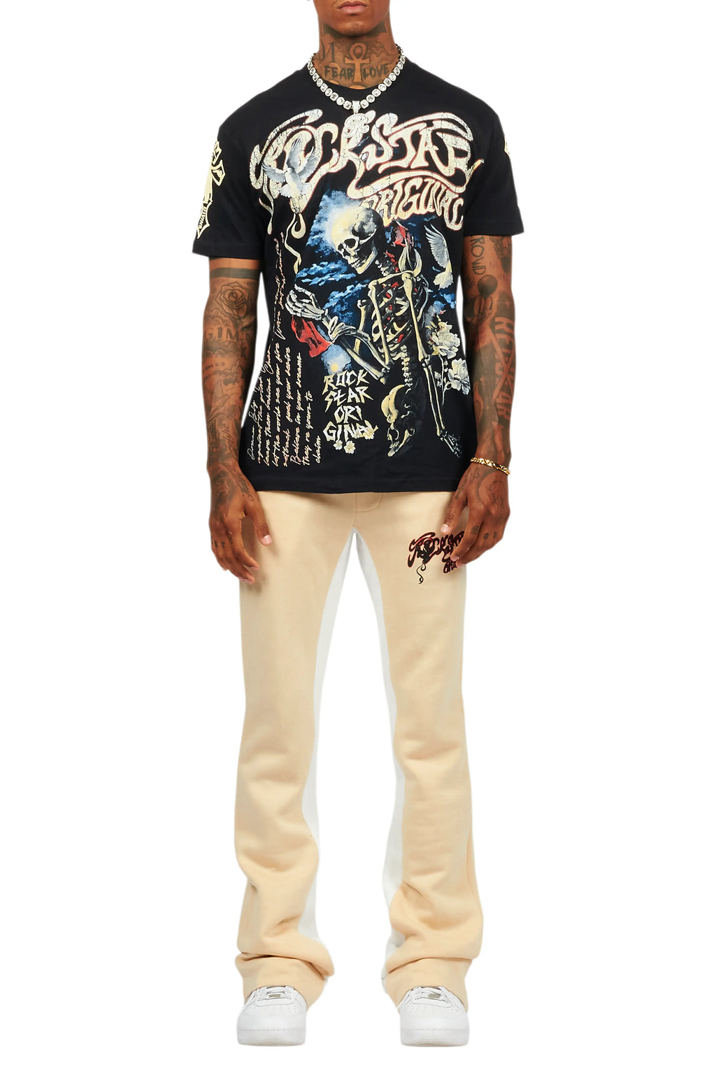 Danby Black/Beige T-Shirt/Baggy Pant Set