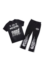 Boys Amos Black T-Shirt/Stacked Flare Track Set