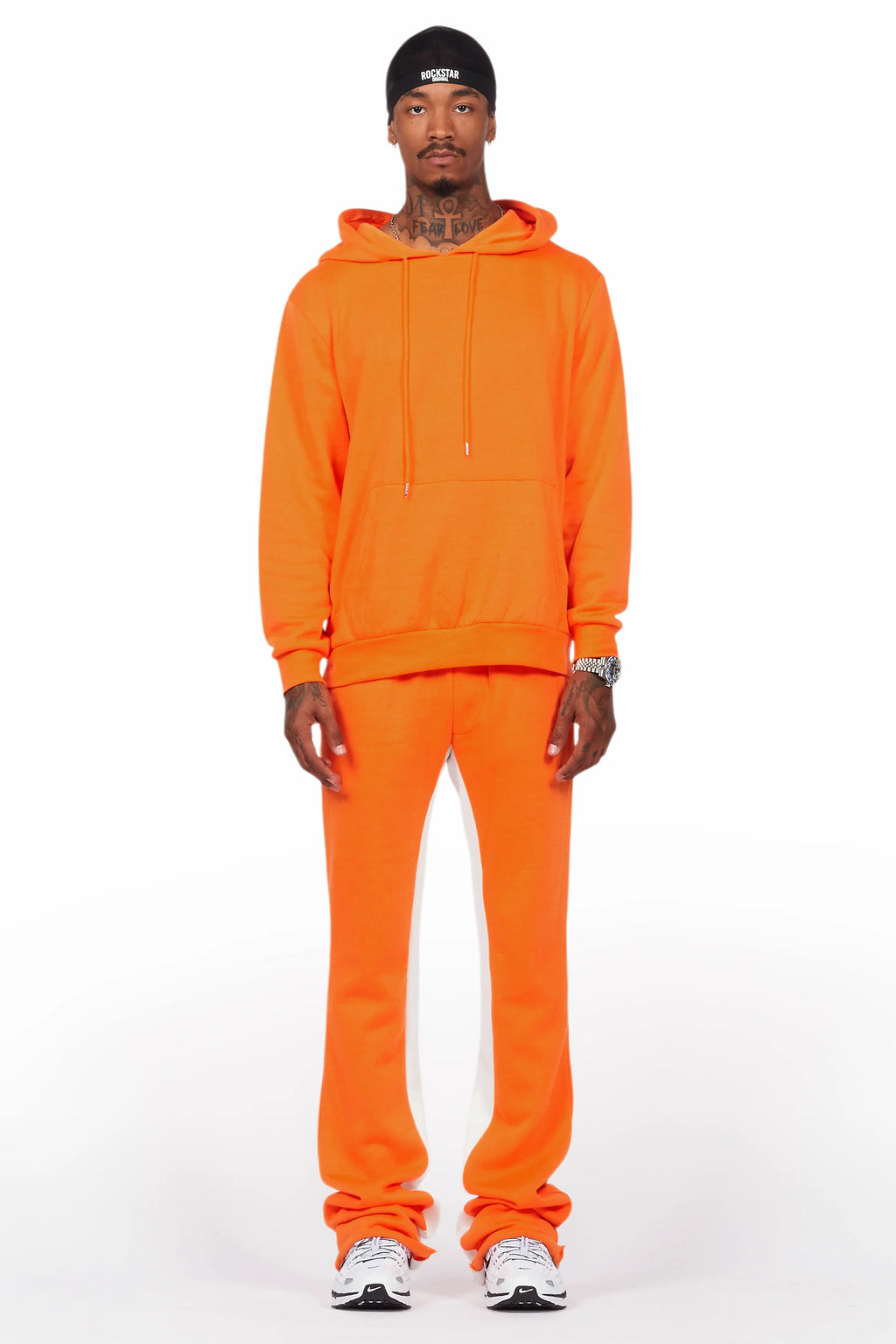 Basic Orange Hoodie/Baggy Track Pant Set