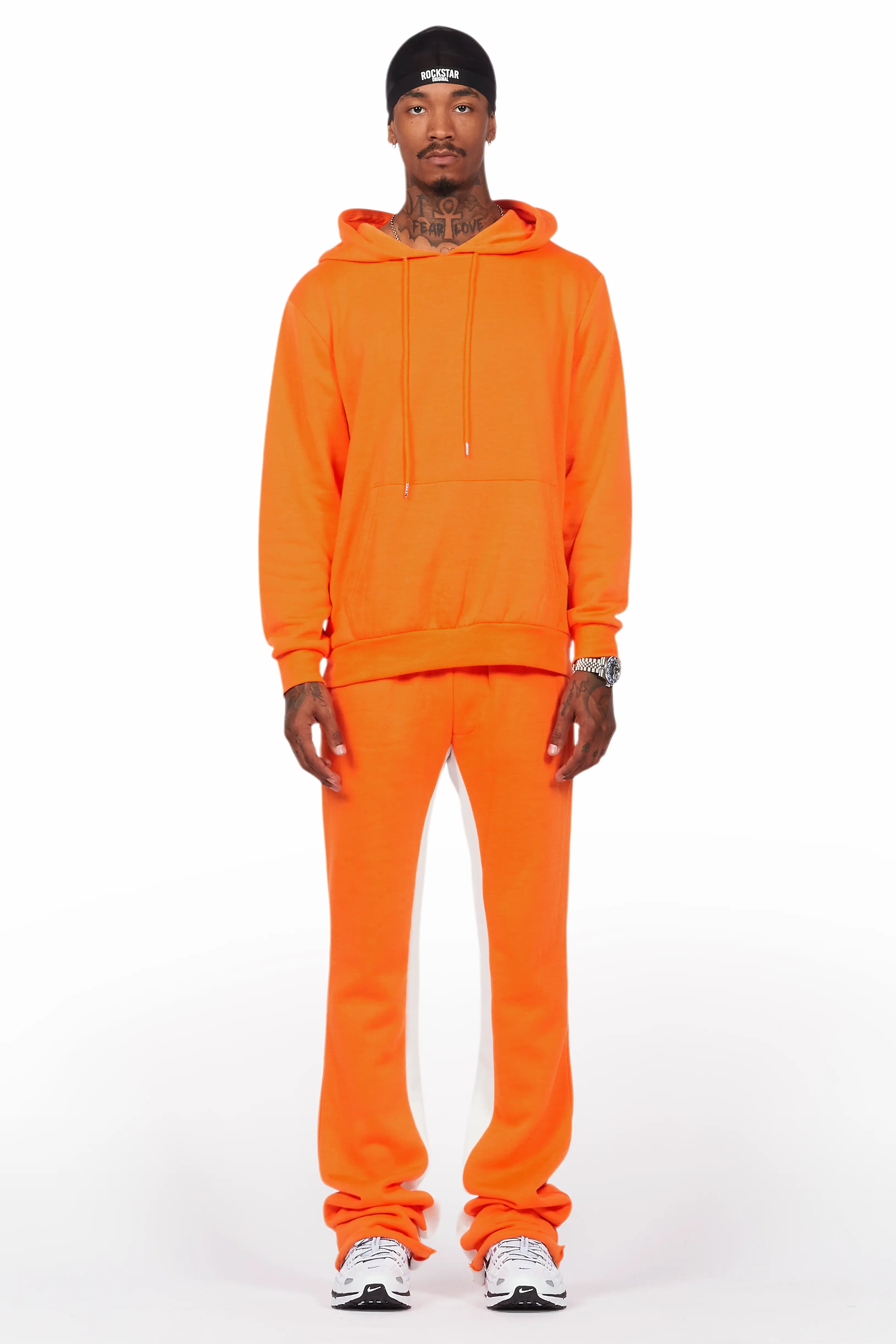 Basic Orange Hoodie/Baggy Track Pant Set