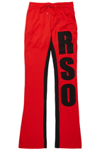 Uko Red Stacked Baggy Track Pant