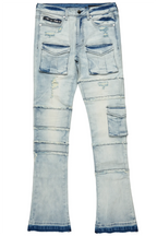 Folant Light Blue Stacked Cargo Flare Jean