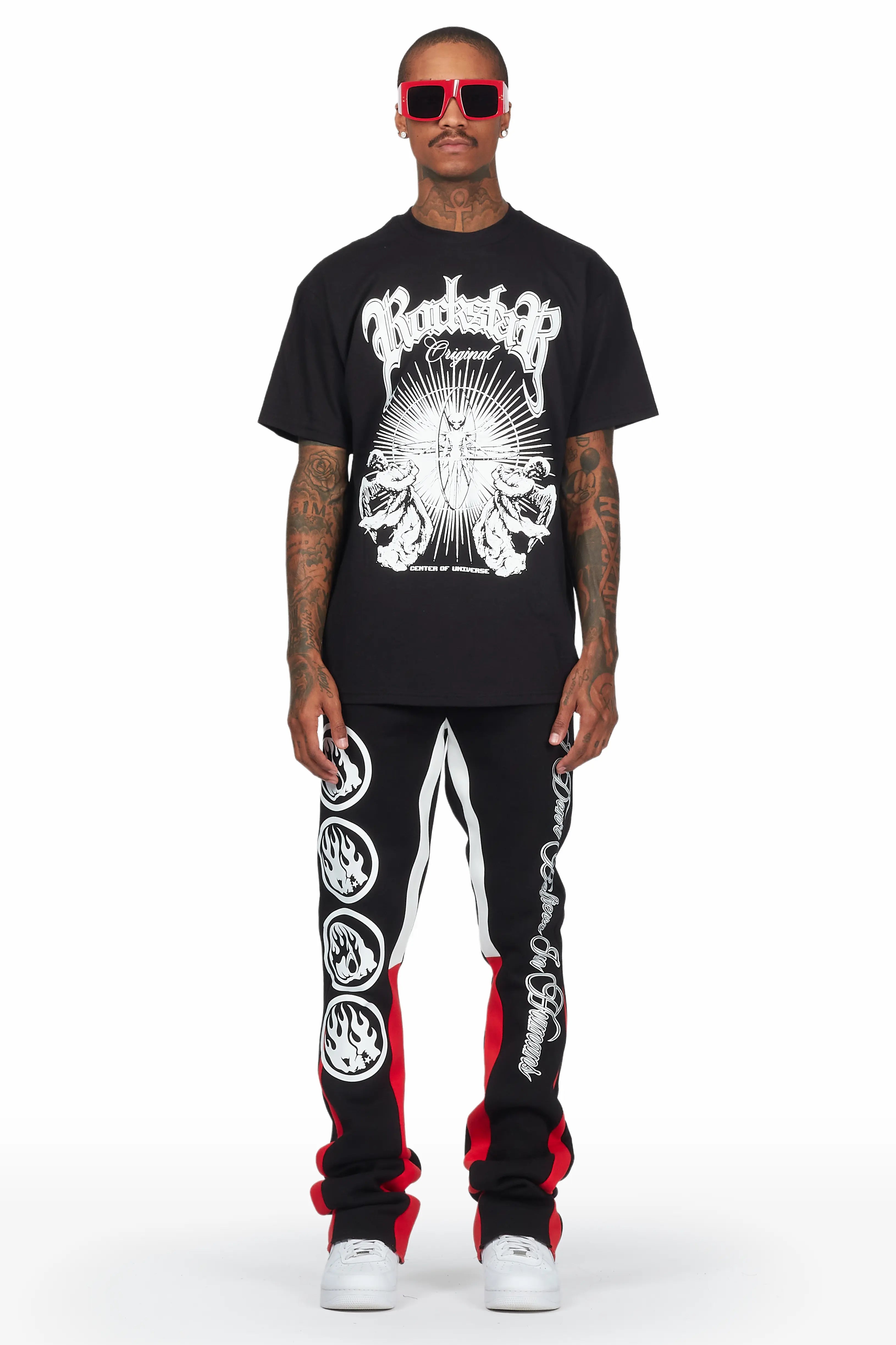 Yarden Black T-Shirt Stacked Flare Track Set