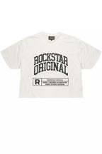 Tracy White Rhinestone Boxy Crop T-Shirt