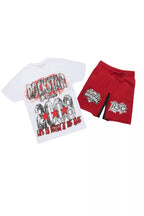 Racing Grung White/Burgundy Graphic T-Shirt Short Set