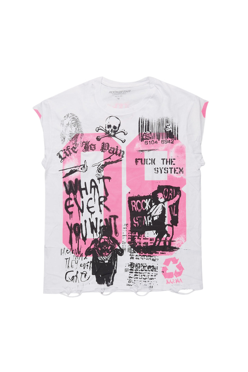 Grill White/Pink Graphic Muscle T-Shirt