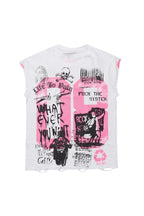 Grill White/Pink Graphic Muscle T-Shirt