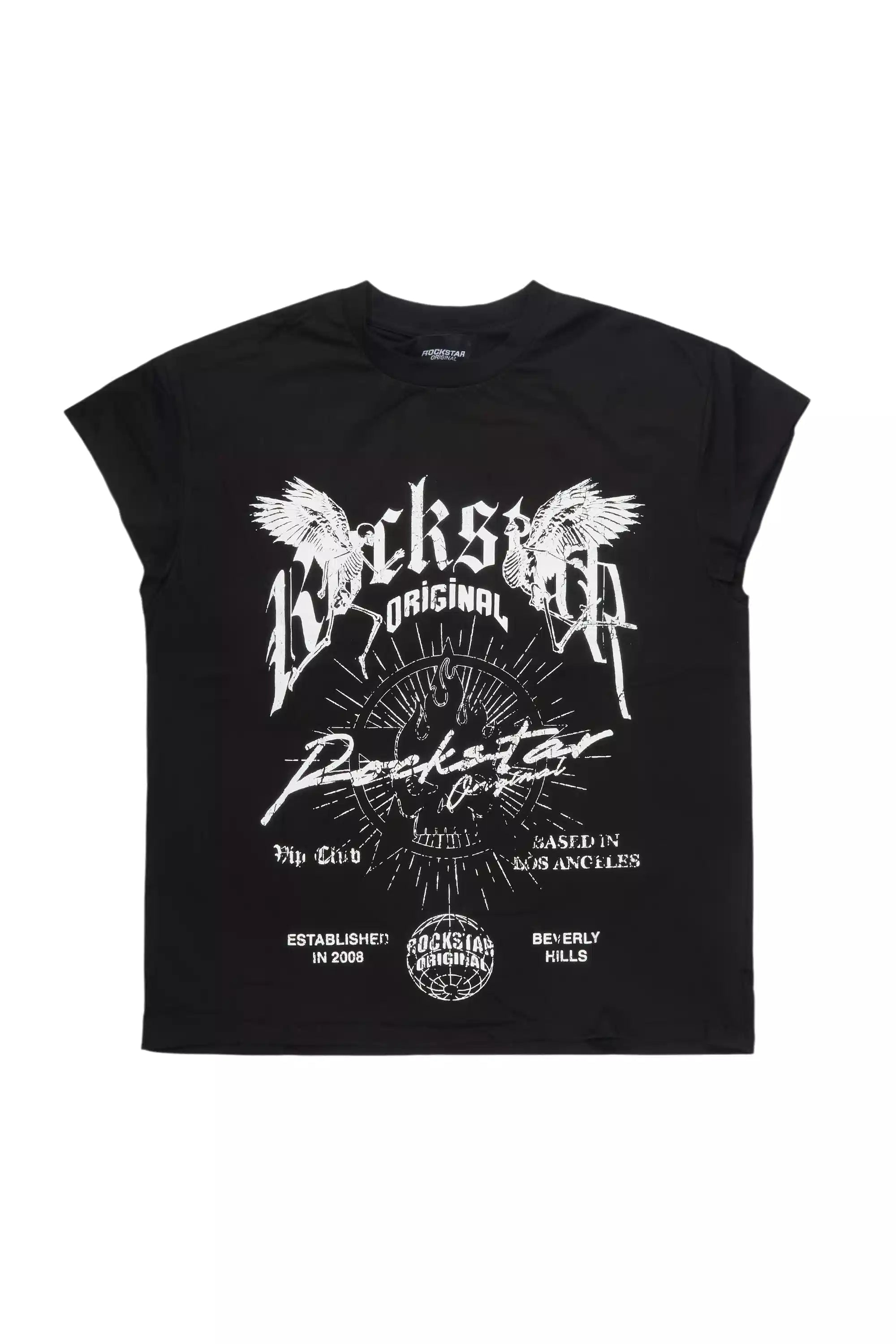 Tally Black Sleeveless Graphic T-Shirt