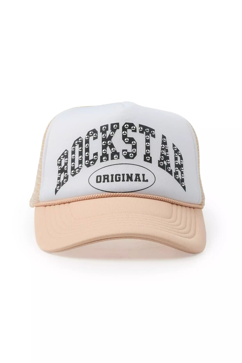 Danil White/Khaki Rhinestone Graphic Trucker Hat
