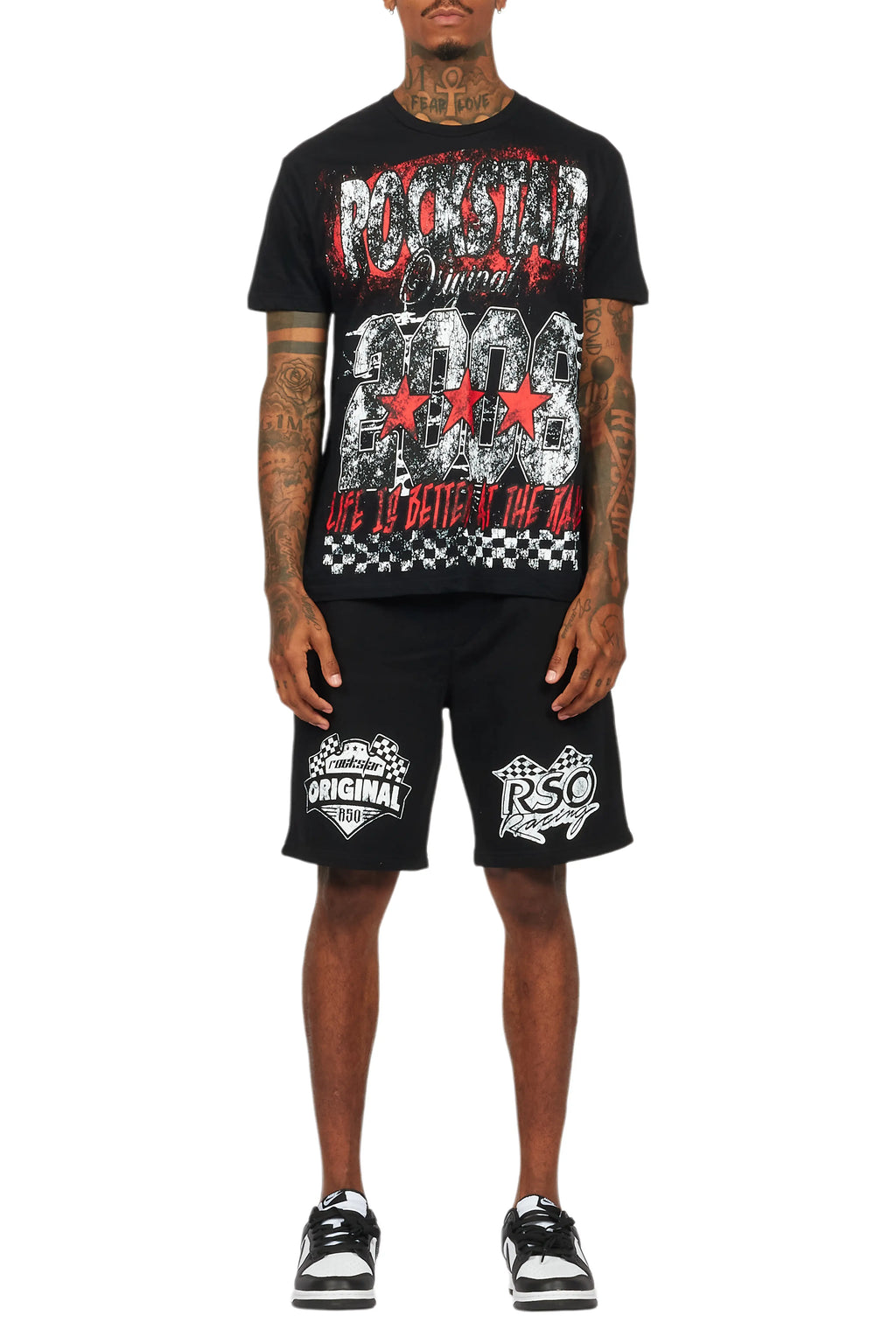 Racing Grung Black Graphic T-Shirt Short Set