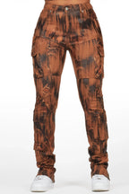 Nakedra Brown Snakeskin Skinny Stacked PU Pant