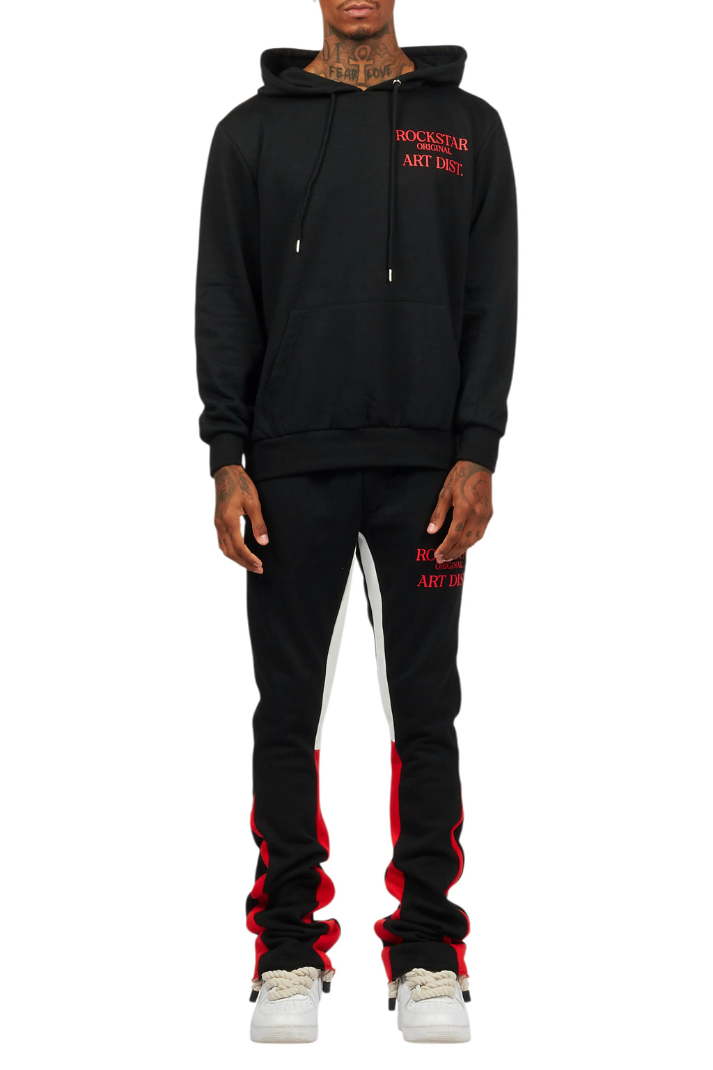 Briggs Black/Red Hoodie/Stacked Flare Track Set