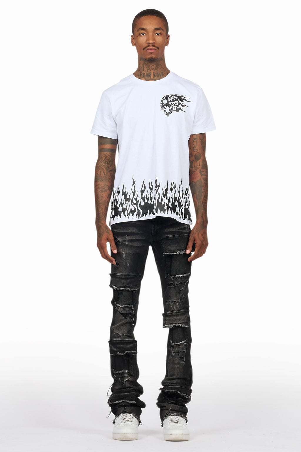 Bubble White/Black T-Shirt/Super Stacked Flare Jean Bundle