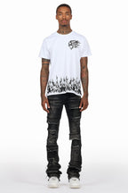 Bubble White/Black T-Shirt/Super Stacked Flare Jean Bundle