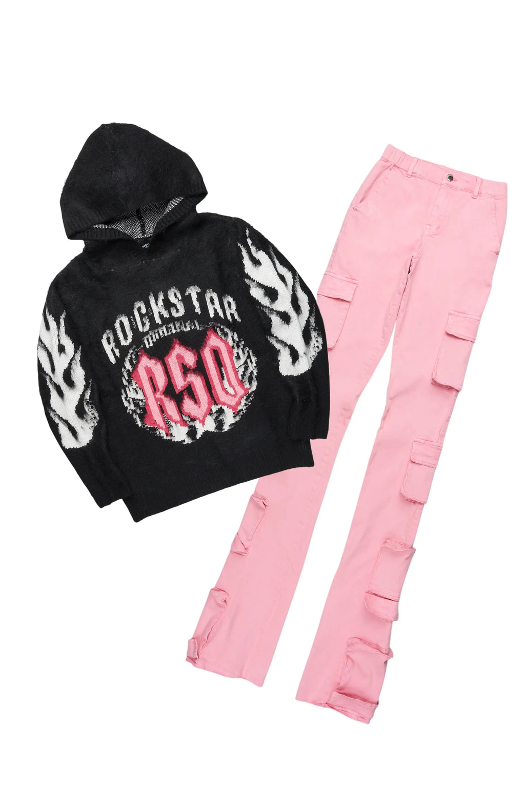Karon Black/Pink Hoodie & Jean Set