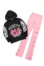 Karon Black/Pink Hoodie & Jean Set