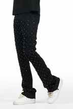 Glit Black Rhinestone Stacked Flare Jean