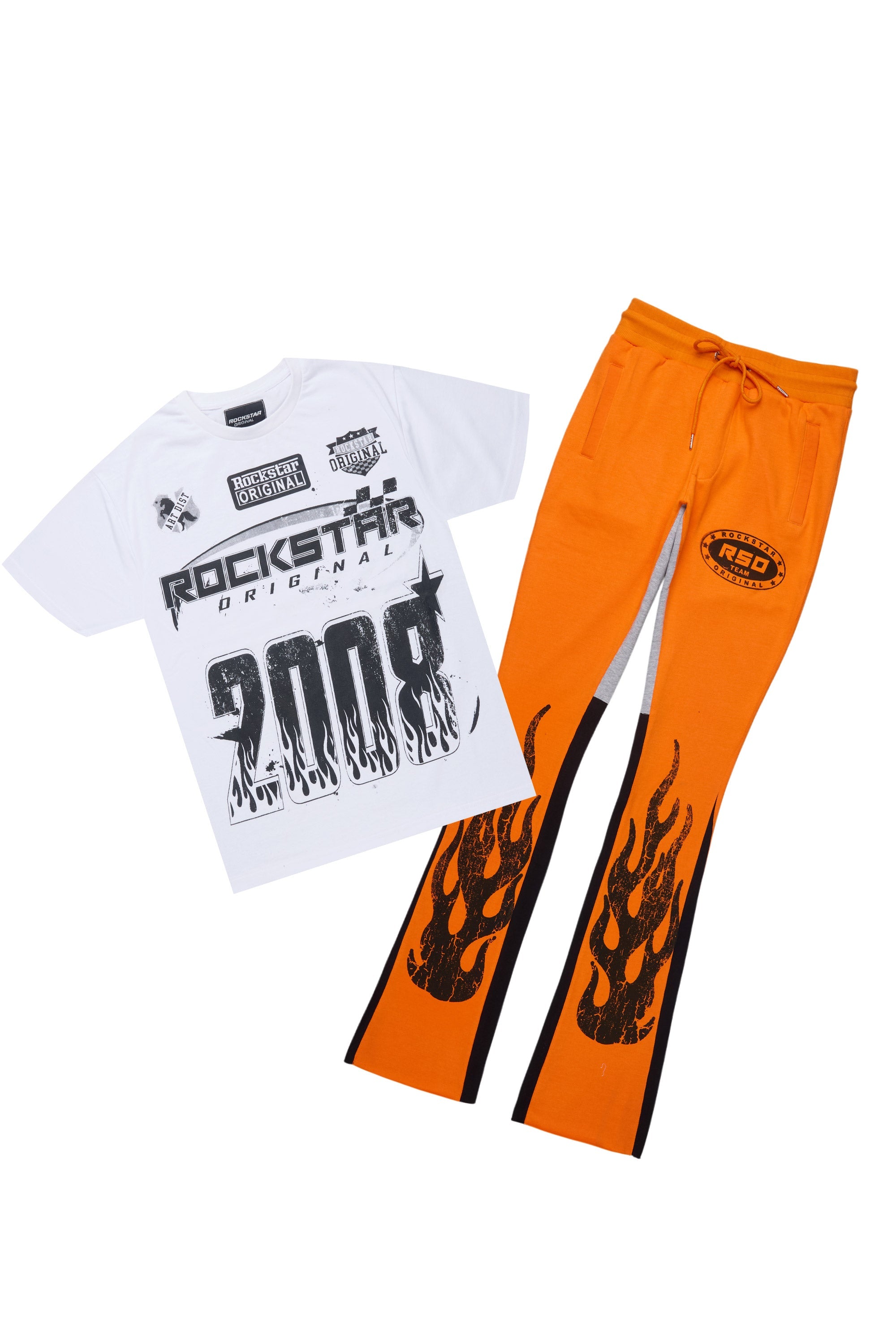 Amos Orange T-Shirt/Stacked Flare Track Set