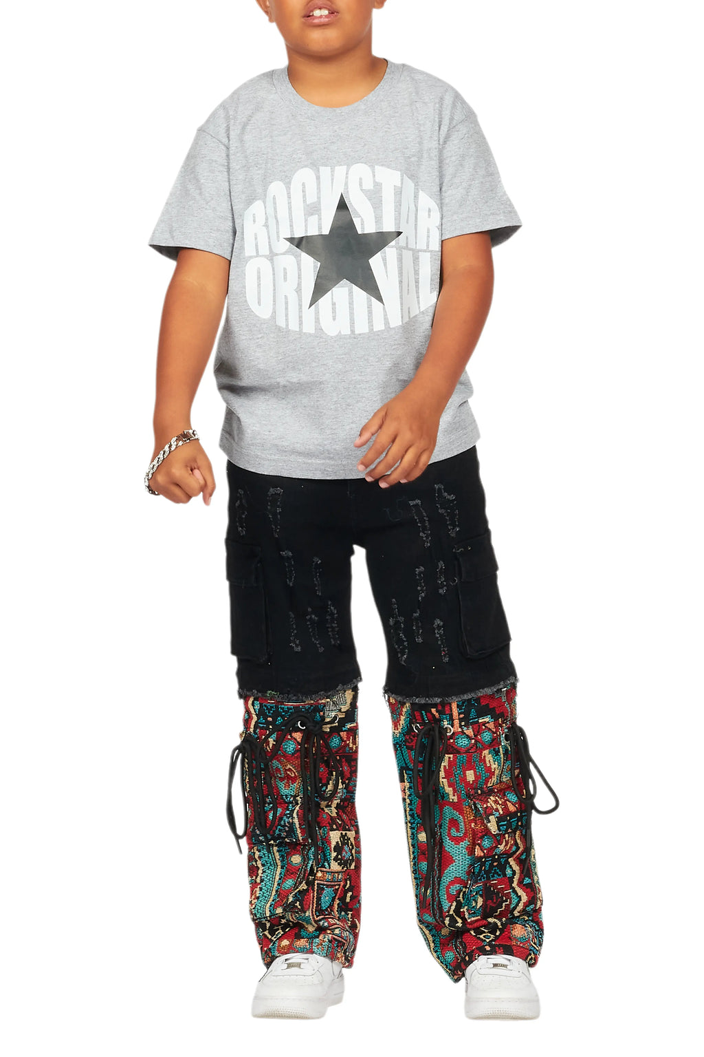Boys Baatar Jet Black  Baggy Fit Jean