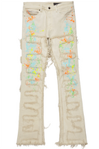 Tacito Beige Painter Stacked Flare Jean