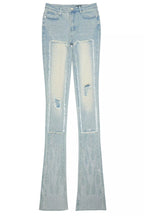 Karime Light Wash Rhinestone Stacked Jean