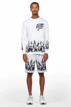 Bubble White/Grey Long Sleeve T-Shirt Short Set