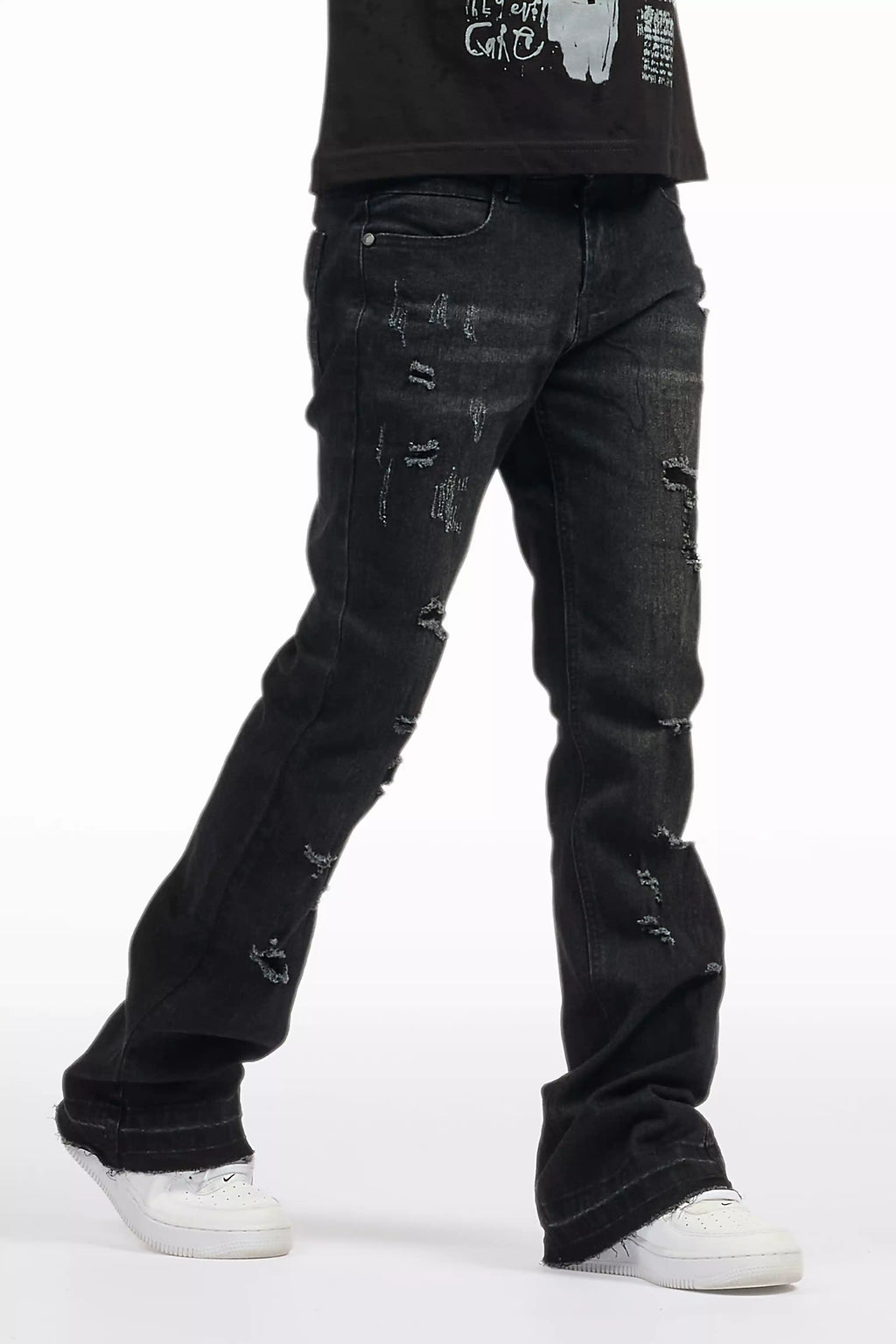 Boys Stellan Black Stacked Flare Jean