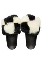 Avisa White/Black Fur Slides