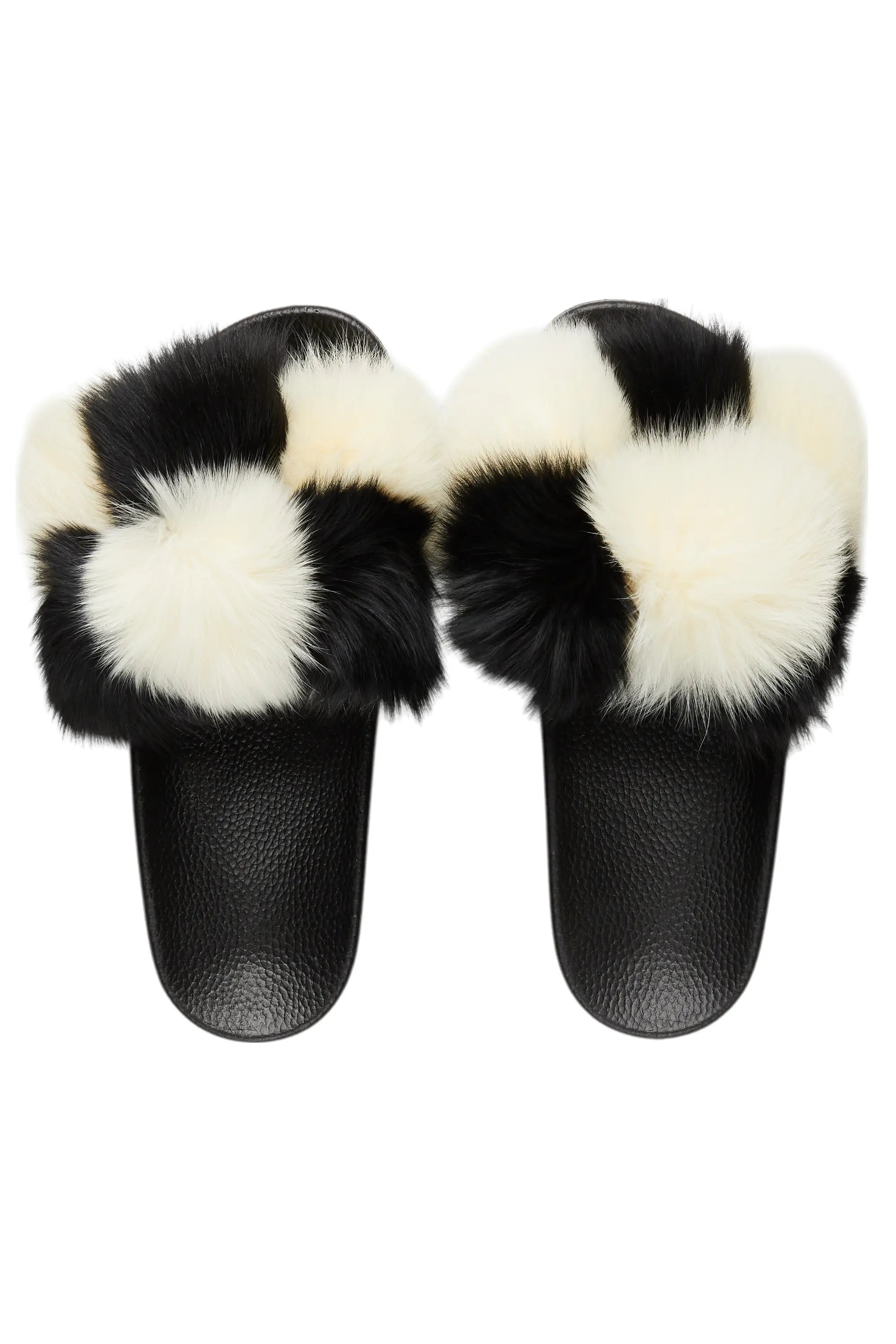 Avisa White/Black Fur Slides