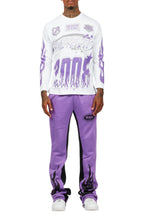Amos Purple/White Long Sleeve T-Shirt/Stacked Baggy Pant Set