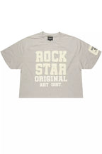 Yulian Grey Boxy Crop Rhinestone T-Shirt