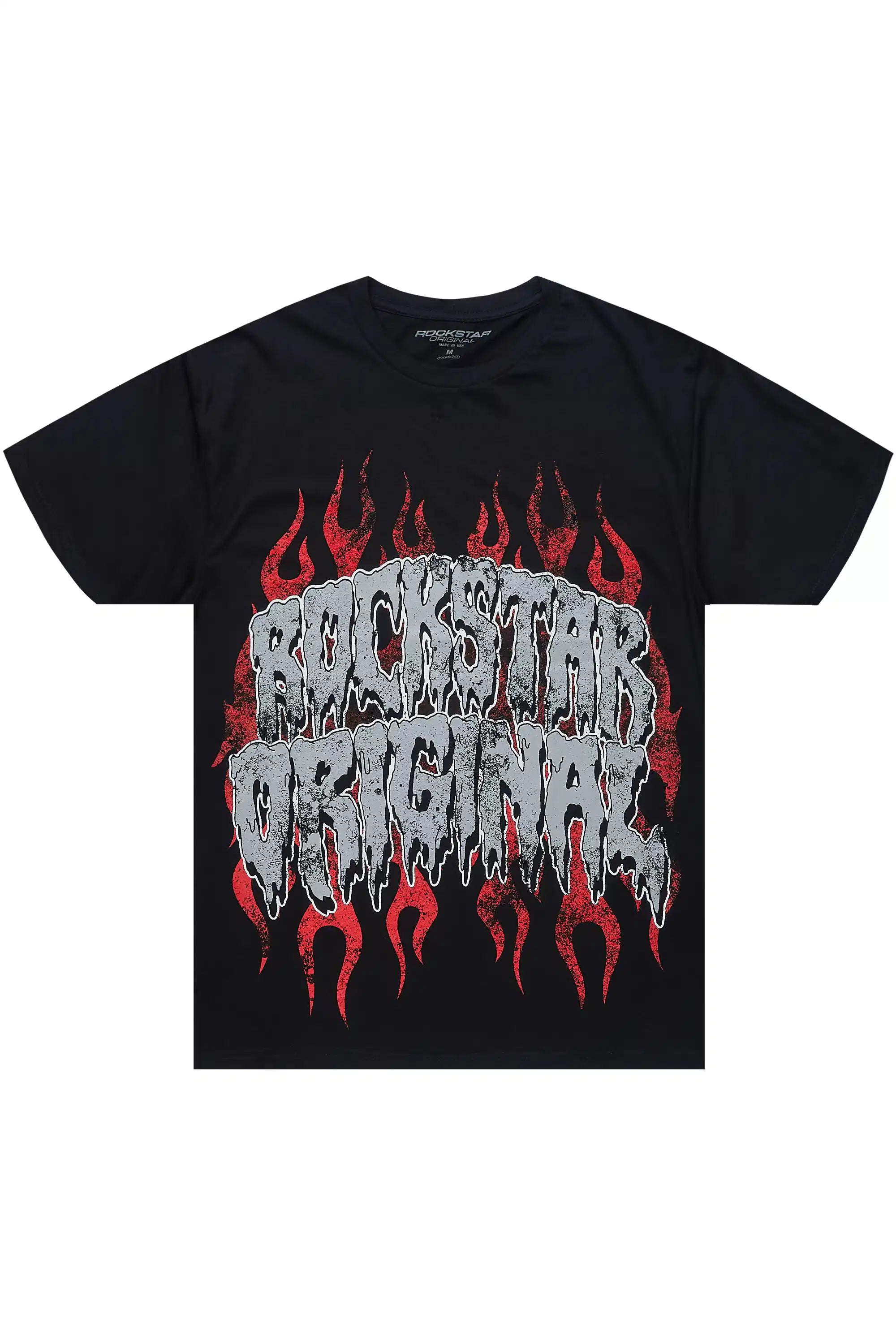 Kaelonix Black Oversized Graphic T-Shirt