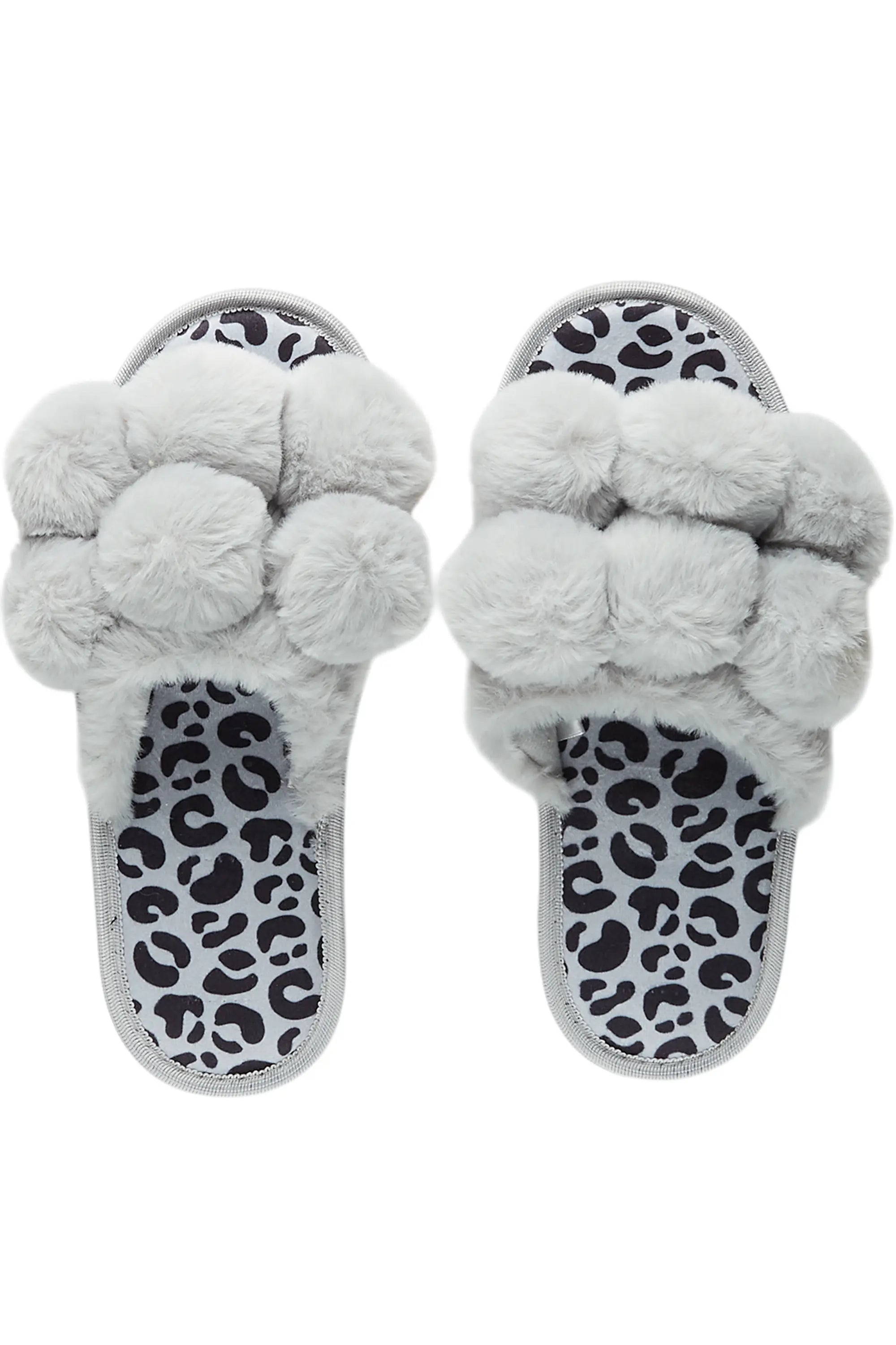 Kourtnay Grey Fur Slippers