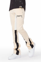 Everest Beige Stacked Flare Track Pant
