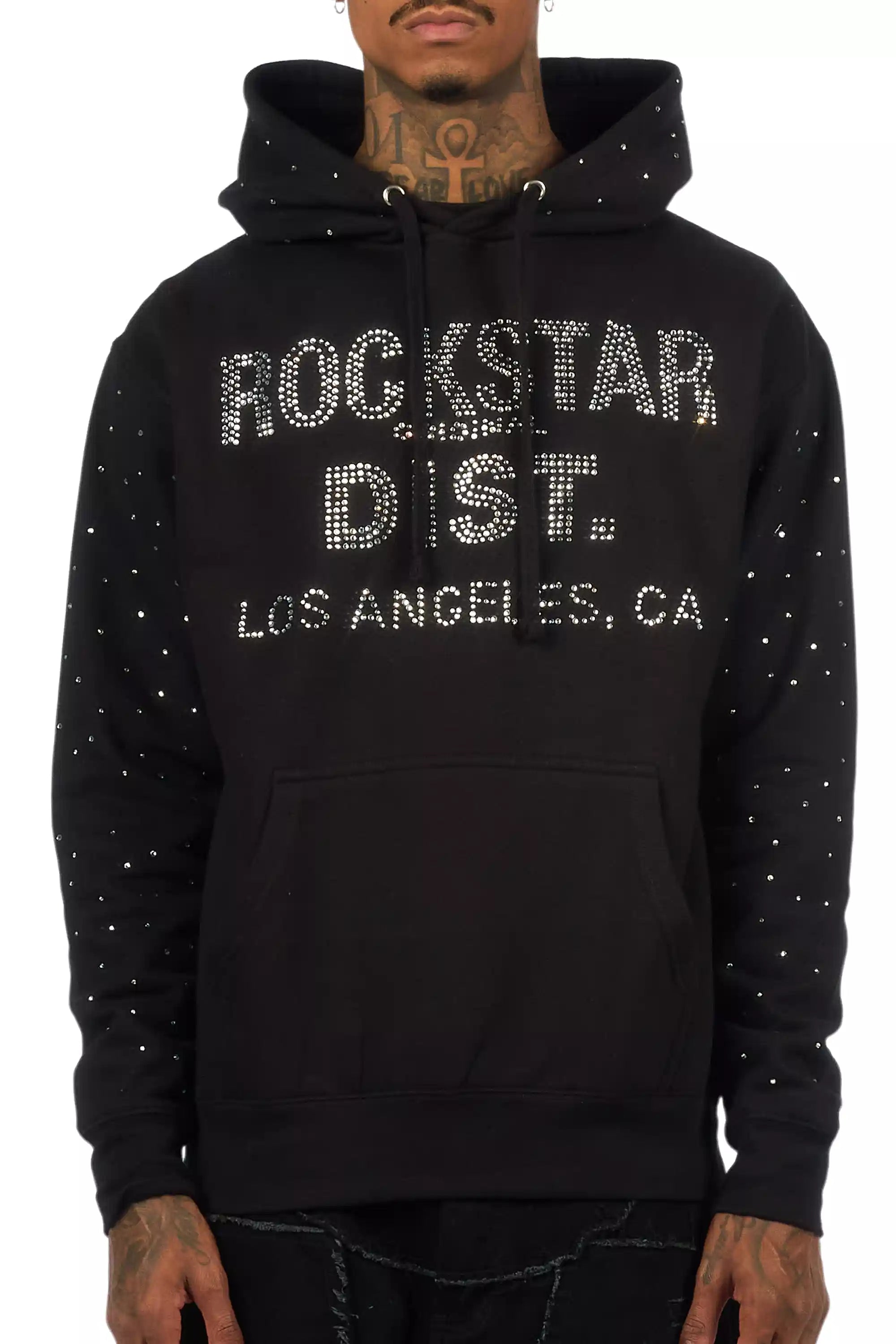 Thryll Black/Silver Rhinestone Graphic Hoodie