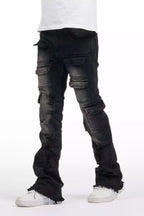 Boys Kade Black Stacked Flare Jean